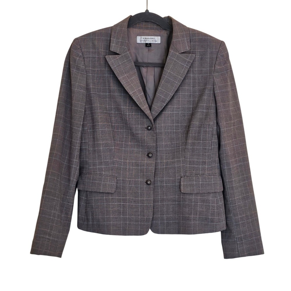 Tahari Arthur S. Levine Women's Plaid Blazer Career Office Size 10